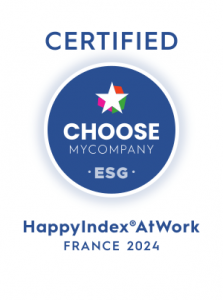 Badge de certification HappyIndex AtWork France 2024 décerné par ChooseMyCompany, attestant de l’engagement de Mobility en faveur de la qualité de vie au travail.